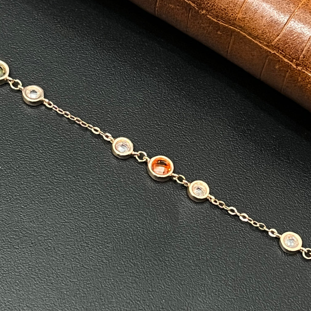 Silver Ladies Bracelet Multi Colour Rosegold