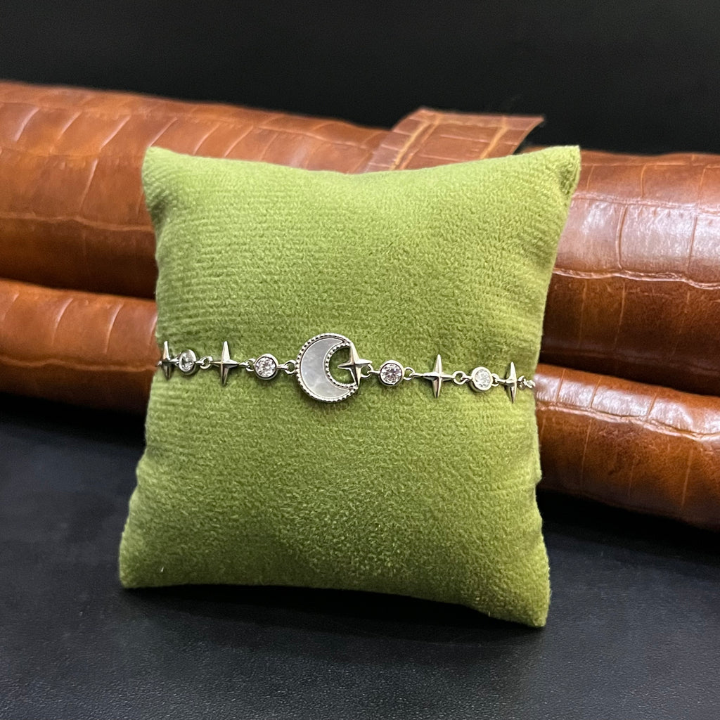 Silver Ladies Bracelet Moon & Sparkle 925