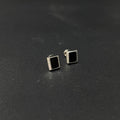 Silver Square Black Stud