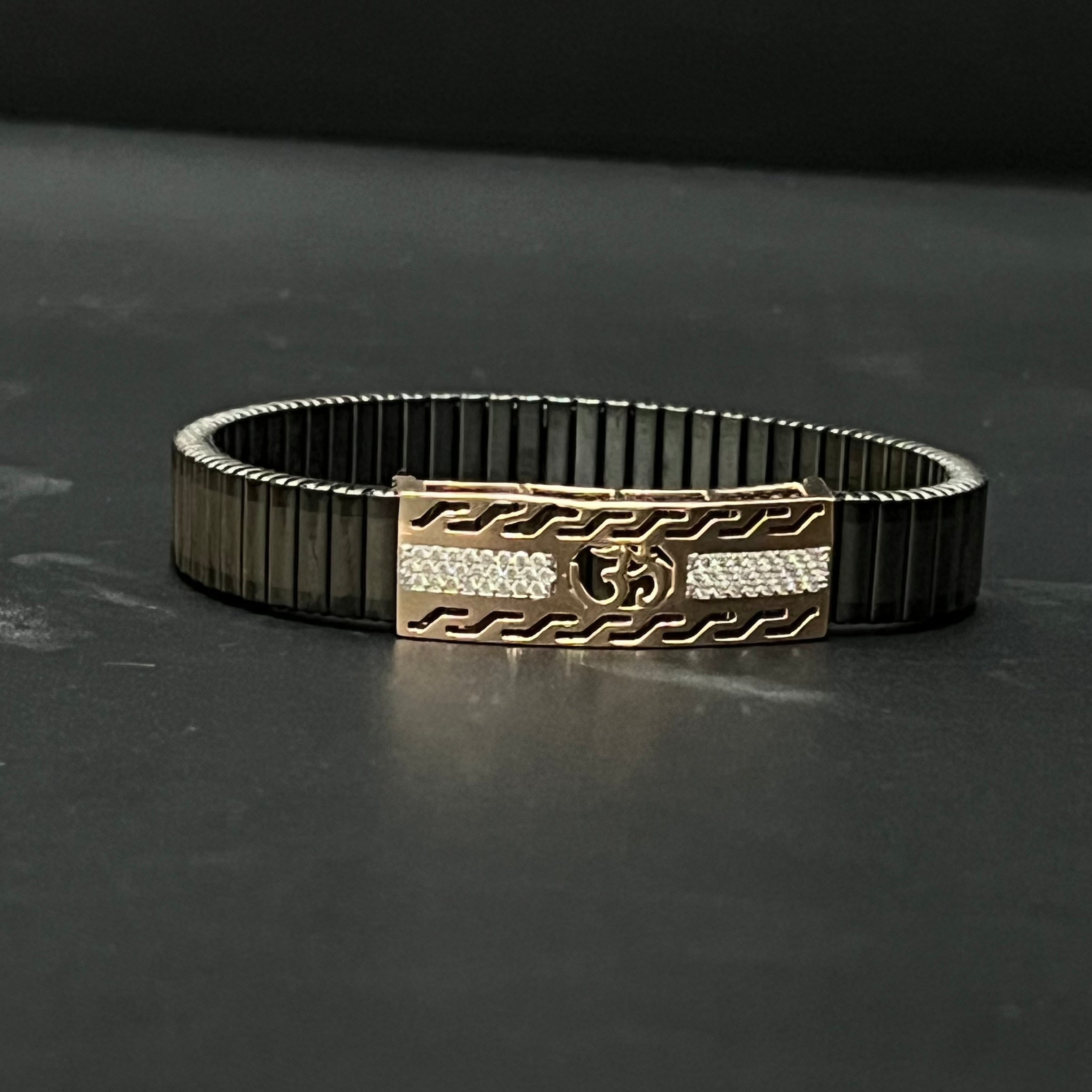 Silver Mens Flexible Band OM Rosegold