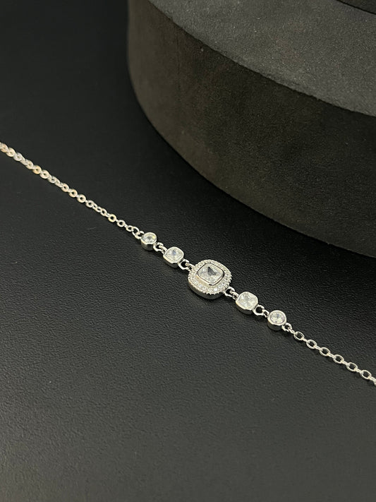 Silver Ladies Bracelet Box mozzanite Stone