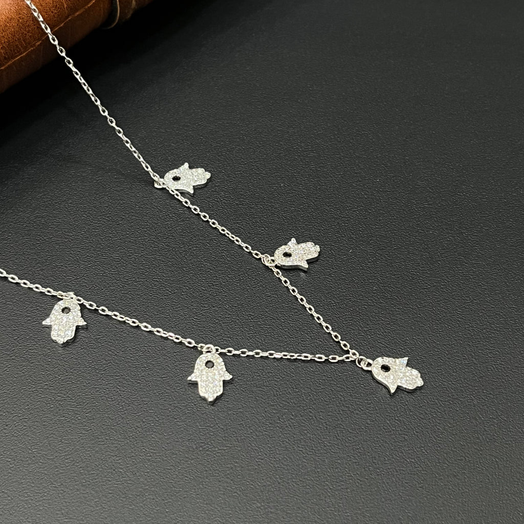 Silver Ladies Chain Evil Hand Hands