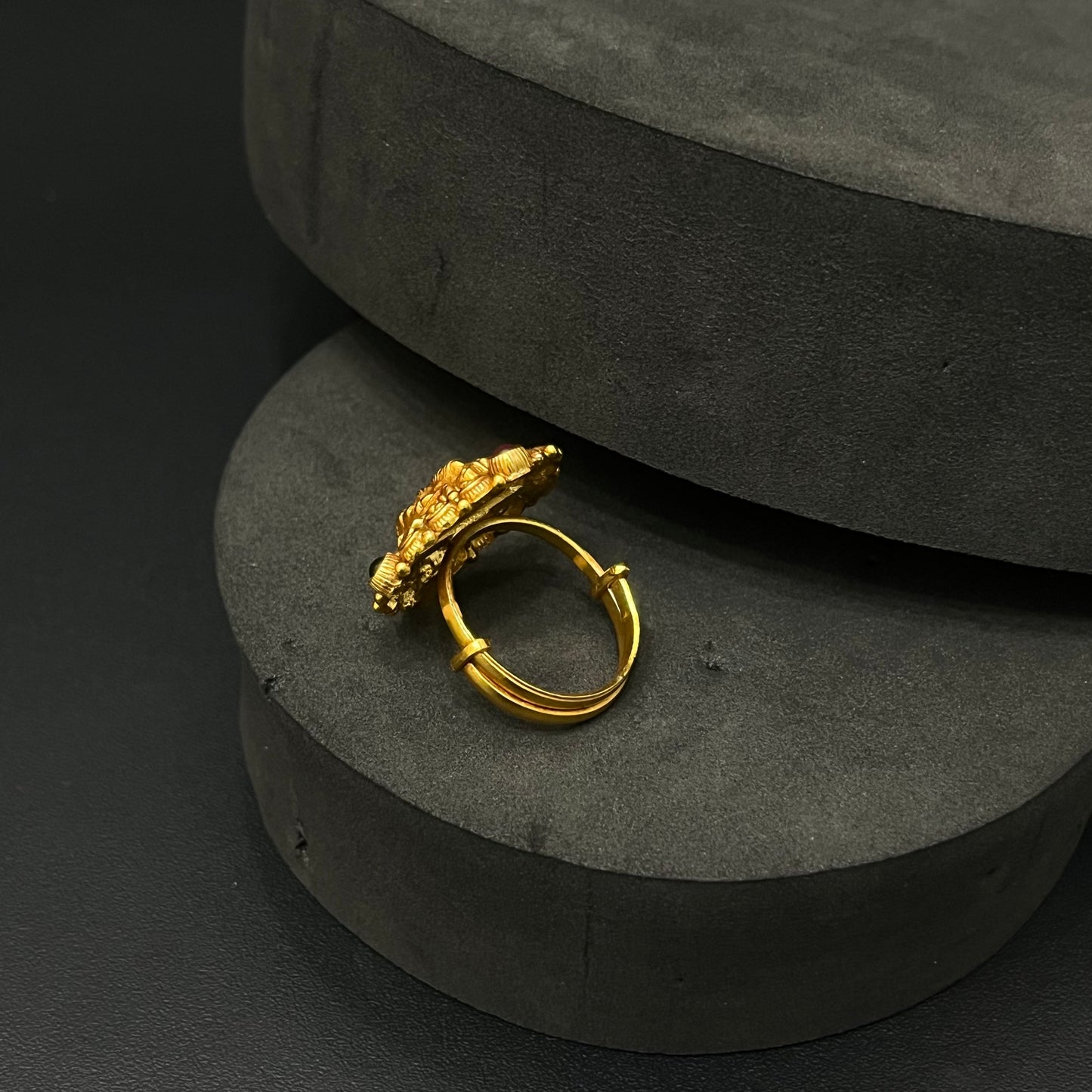 Silver Antique Finished Ring Adjustable Lakshmi