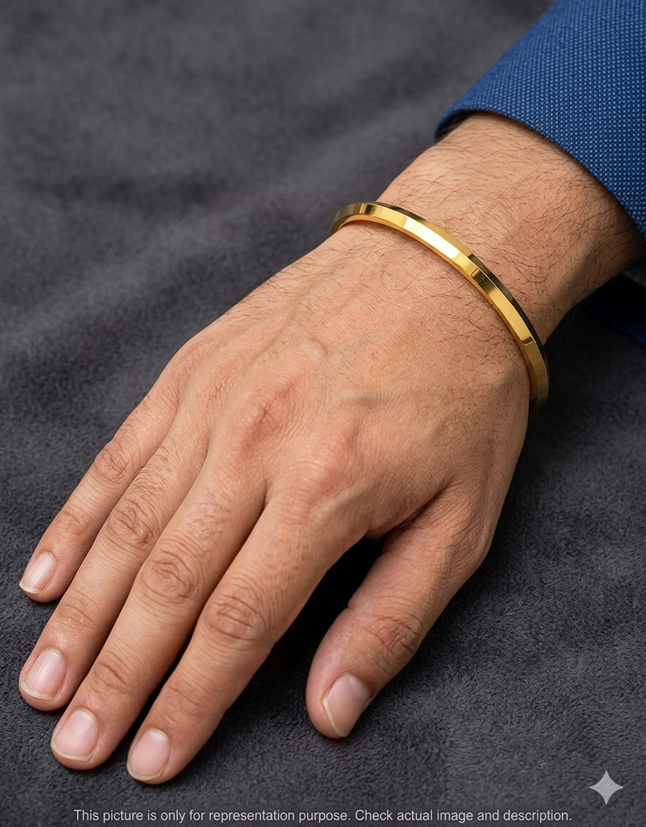 Mens Punjabi Kada_Gold Polish