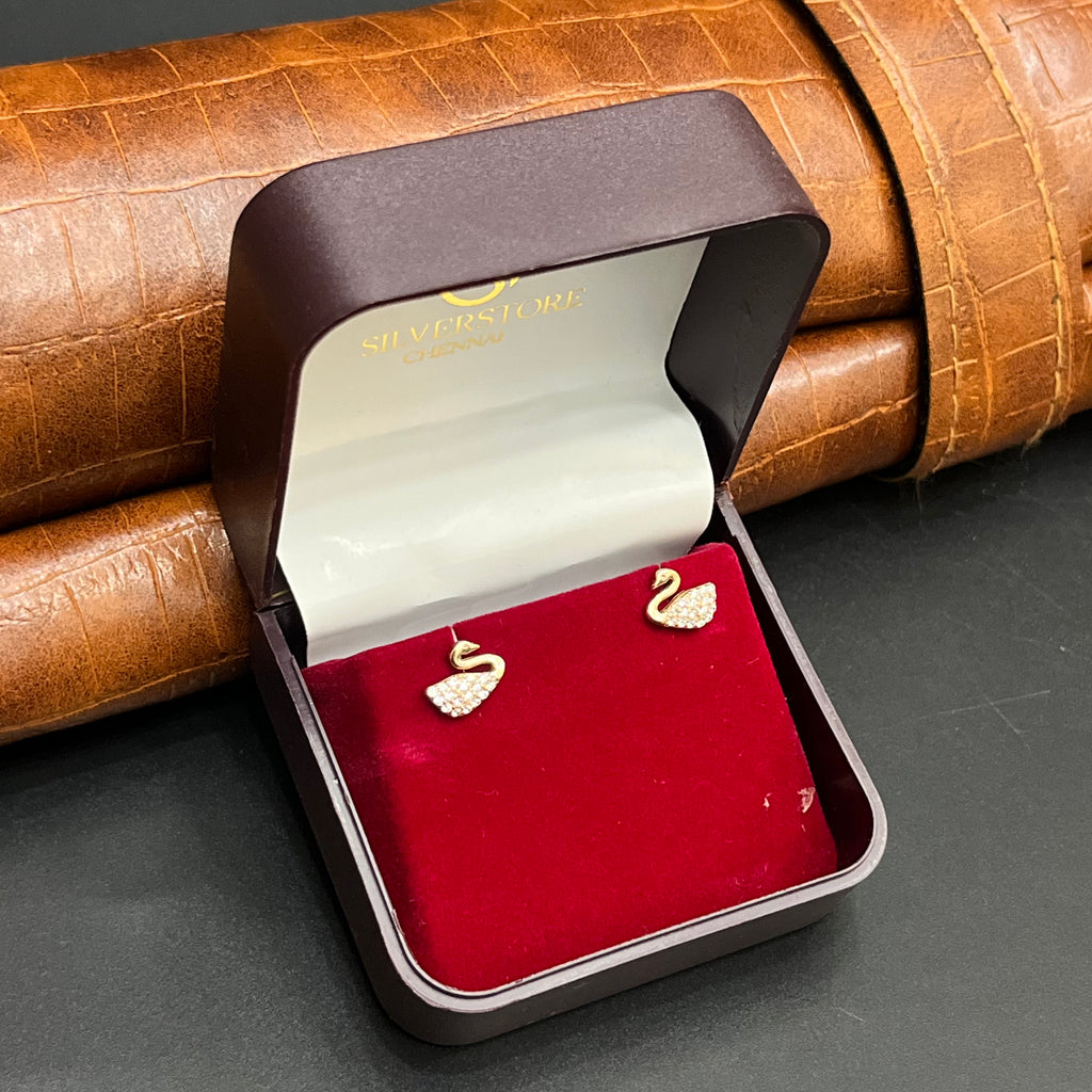 Silver Second Studs Swan 2 Rosegold 925