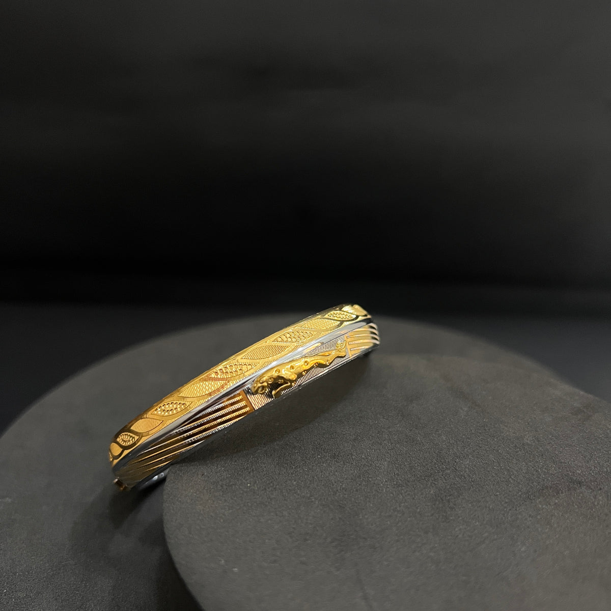 Silver Mens Kada CNC Jaquar DS 1 Gold Polish