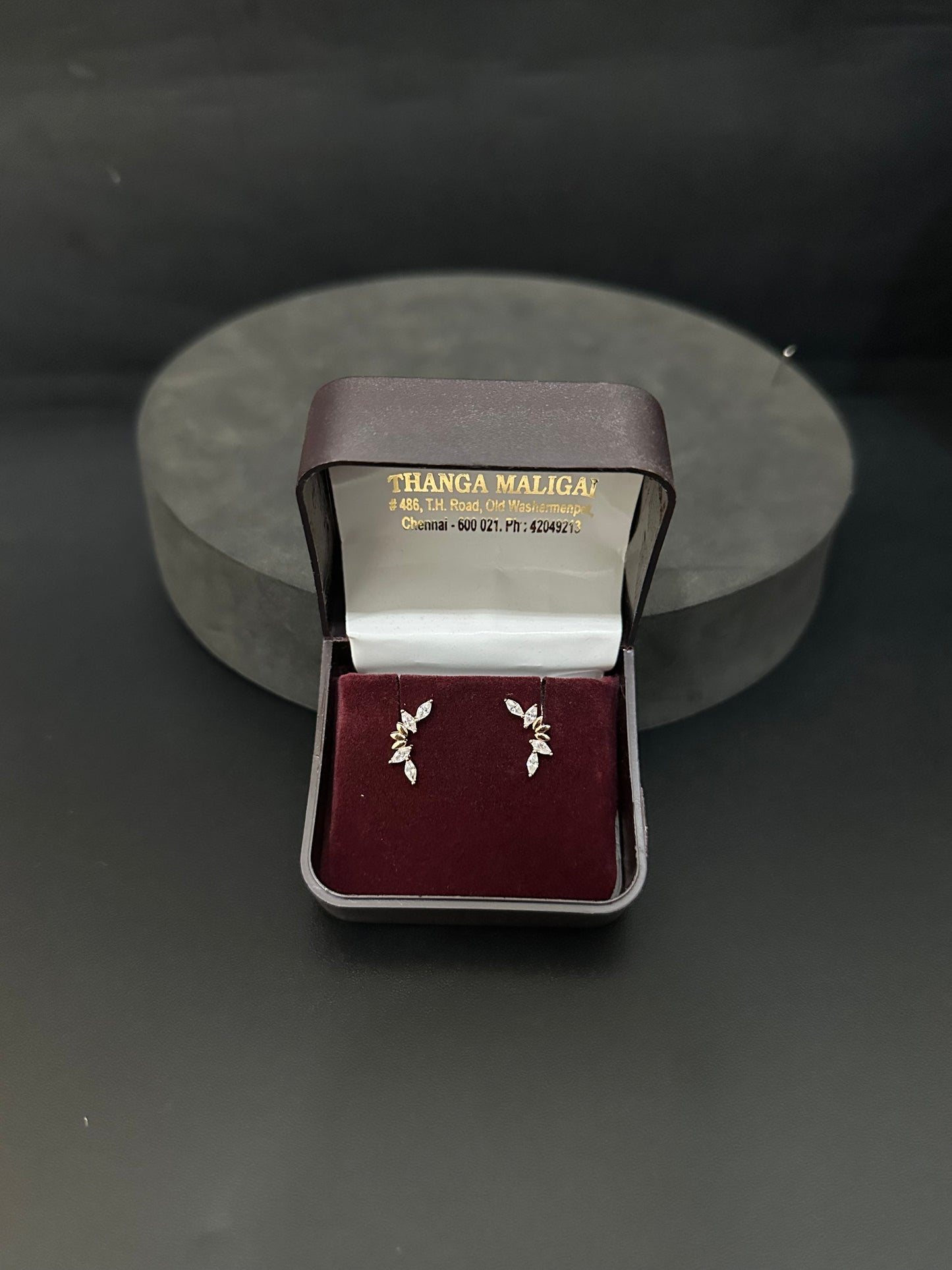 Silver Second Studs Half C Rosegold