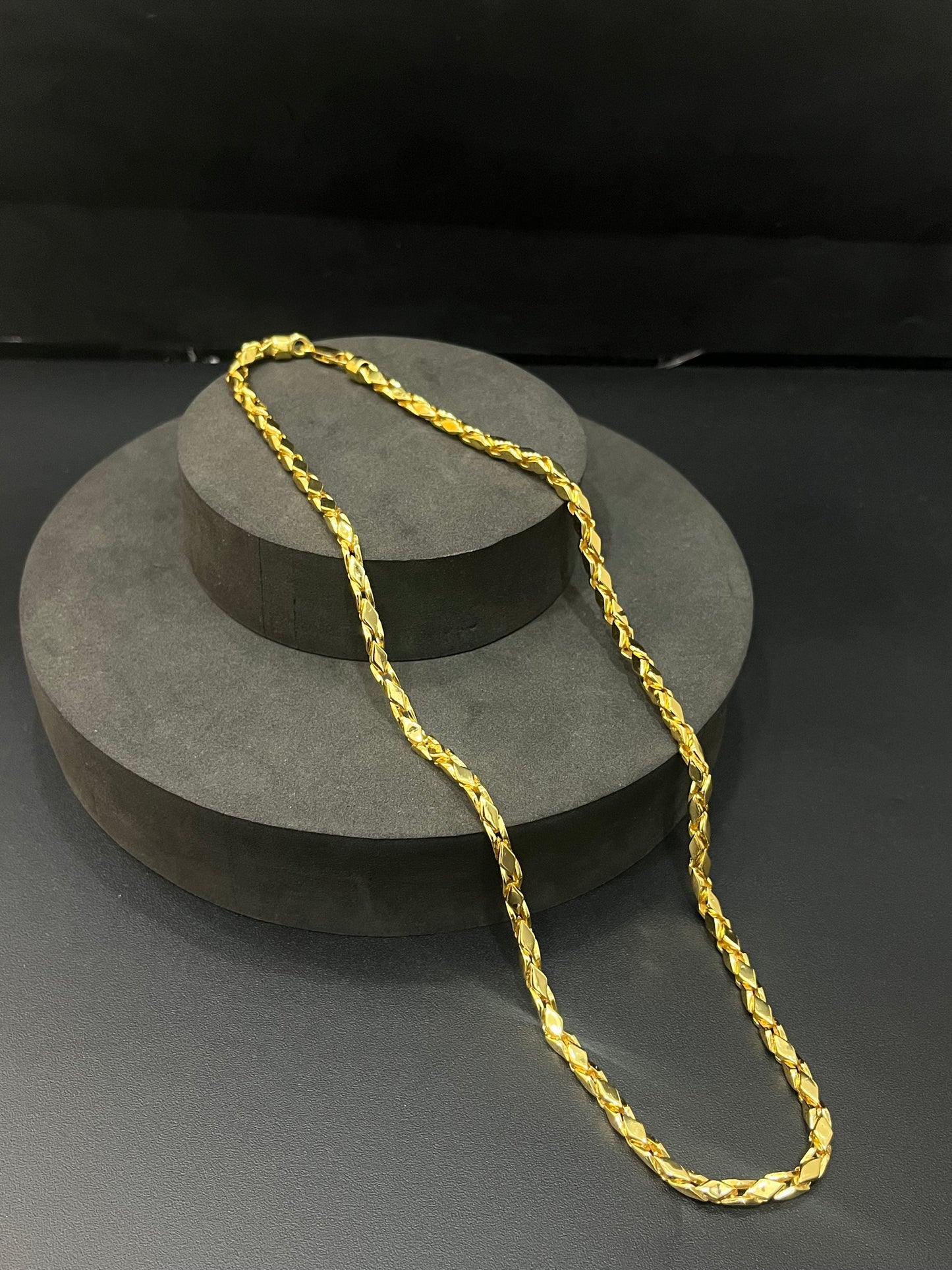 Silver Mens Kathli Chain Gold Finished Chain H