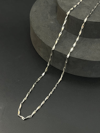 Silver Mens Chain Bullet Lines Cut