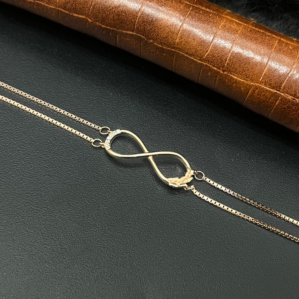 Silver Ladies Bracelet 2 Line Infinity Rosegold