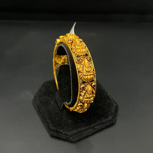Pure Silver Gold-Finished Antique Single kada Bangle