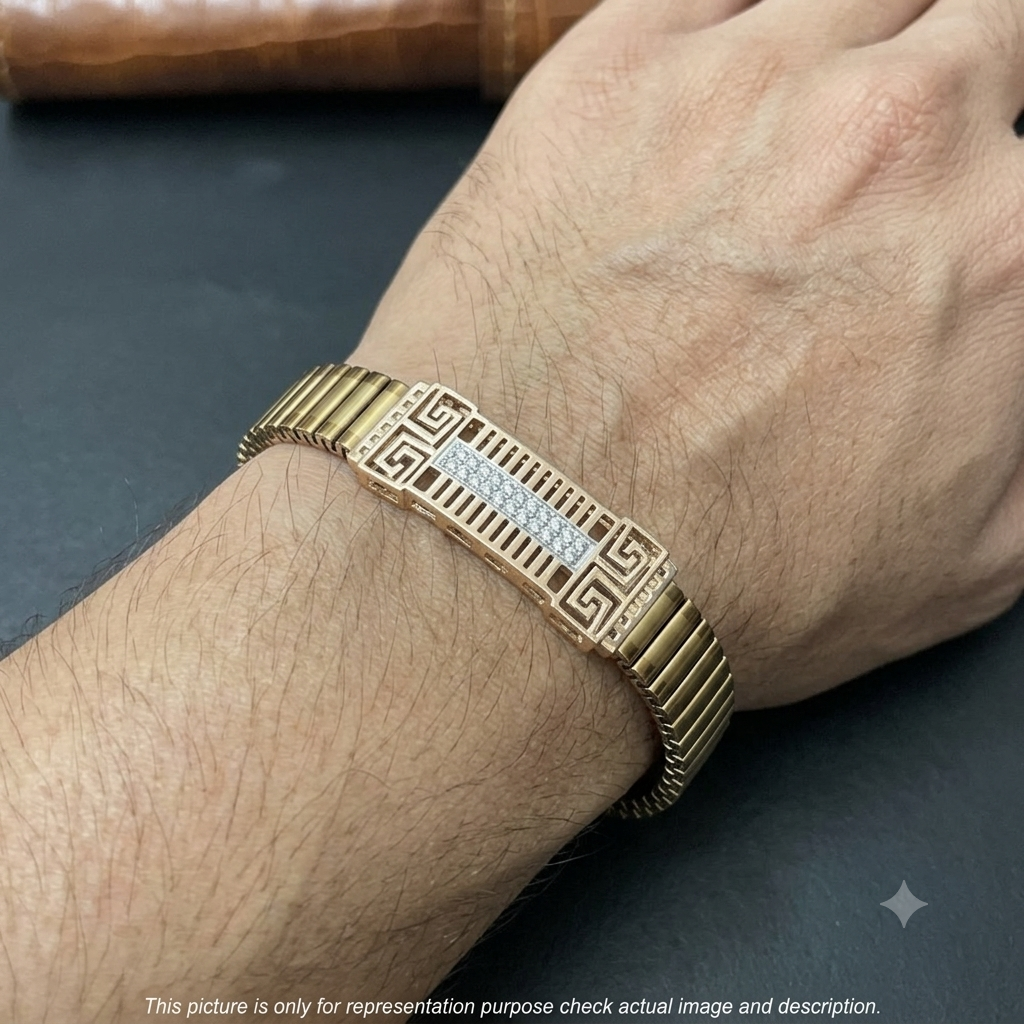 Silver Mens Flexible Bracelet Golden Band 925