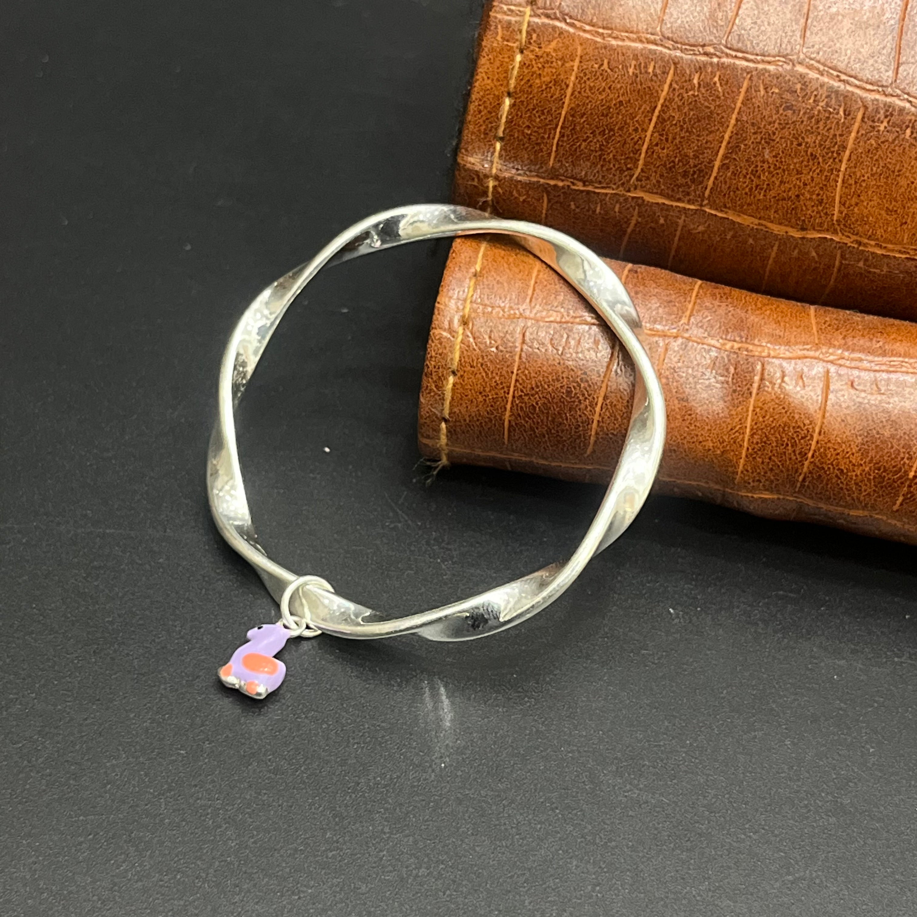 Silver Kids Kada Twisted Cute Duck Charm 925