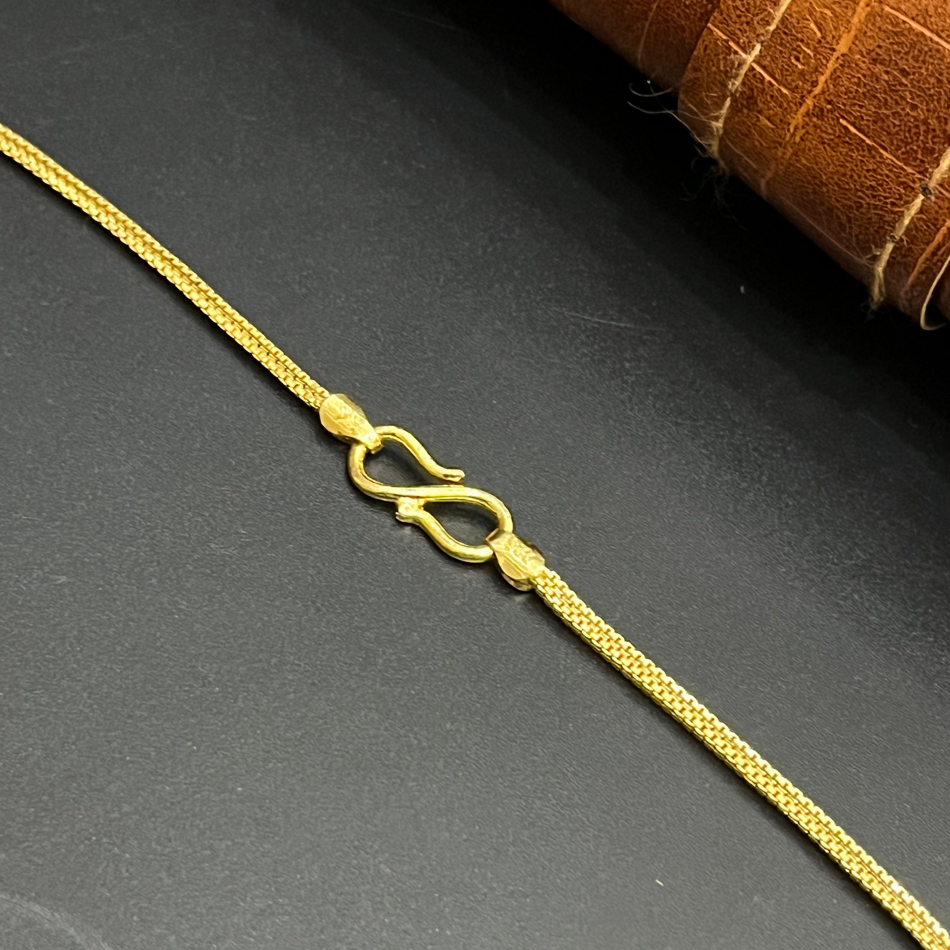 Silver Ladies Chain Elegant Three Layer With Ball Gold Finish M01 925