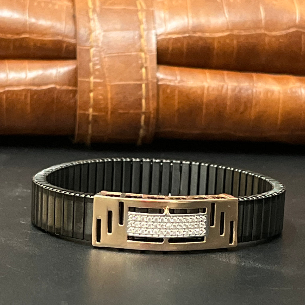 Silver Mens Flexible Bracelet Rosegold 925