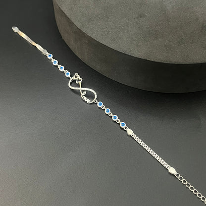 Silver Ladies Infinity Bracelet Heart Love
