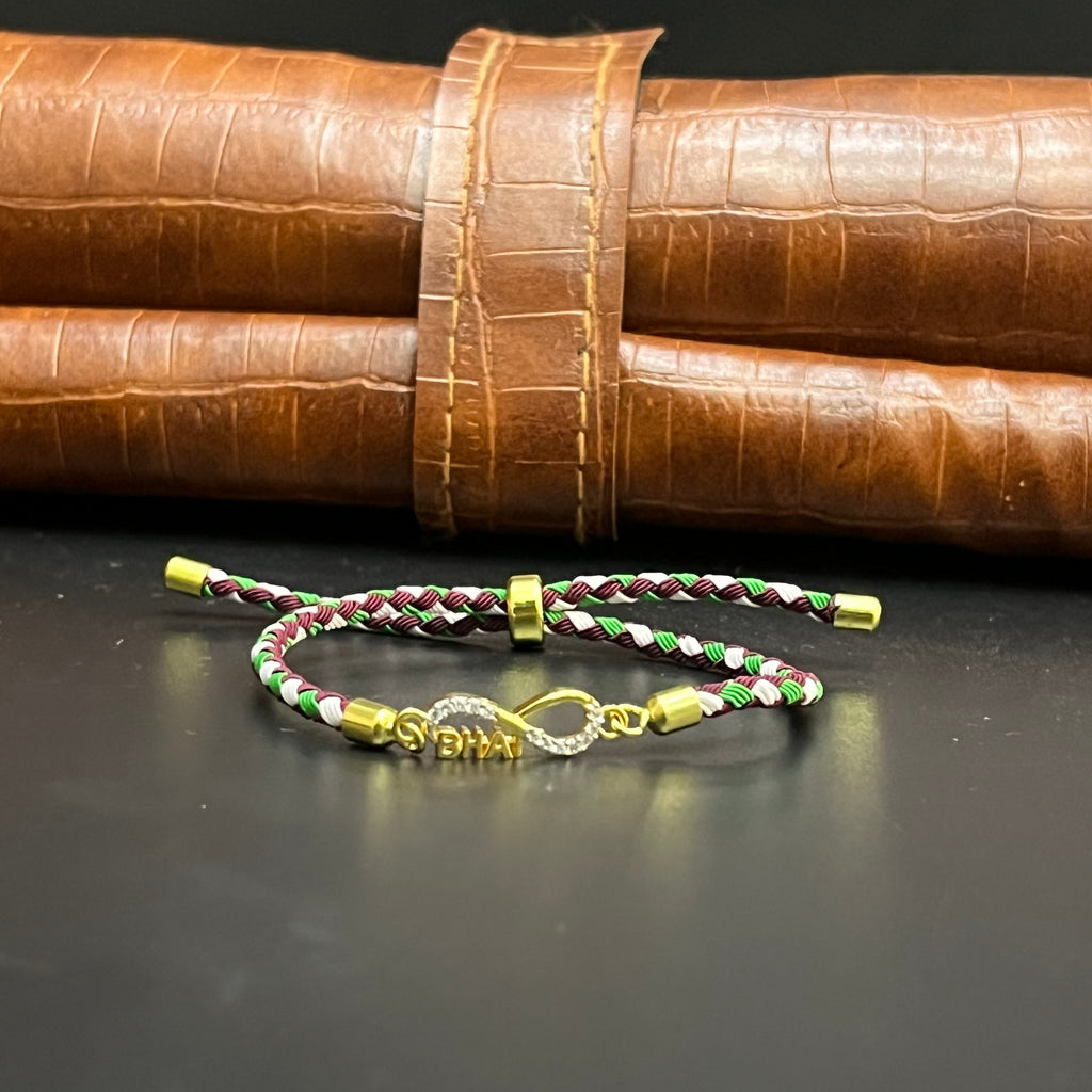 Silver Rakhi Band Knot Infinity BHAI Gold Polish 925