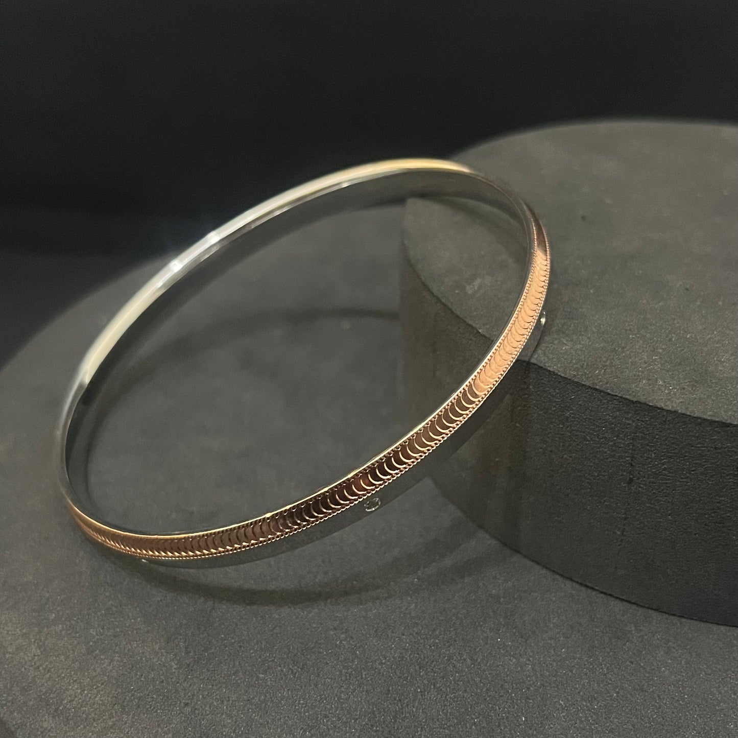 Silver Mens Kada Italian Rosegold CNC