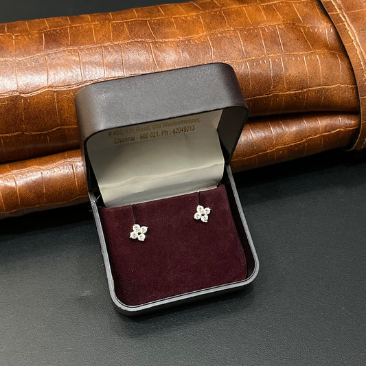 Silver Second Studs 4 Diagonal Leaf RG