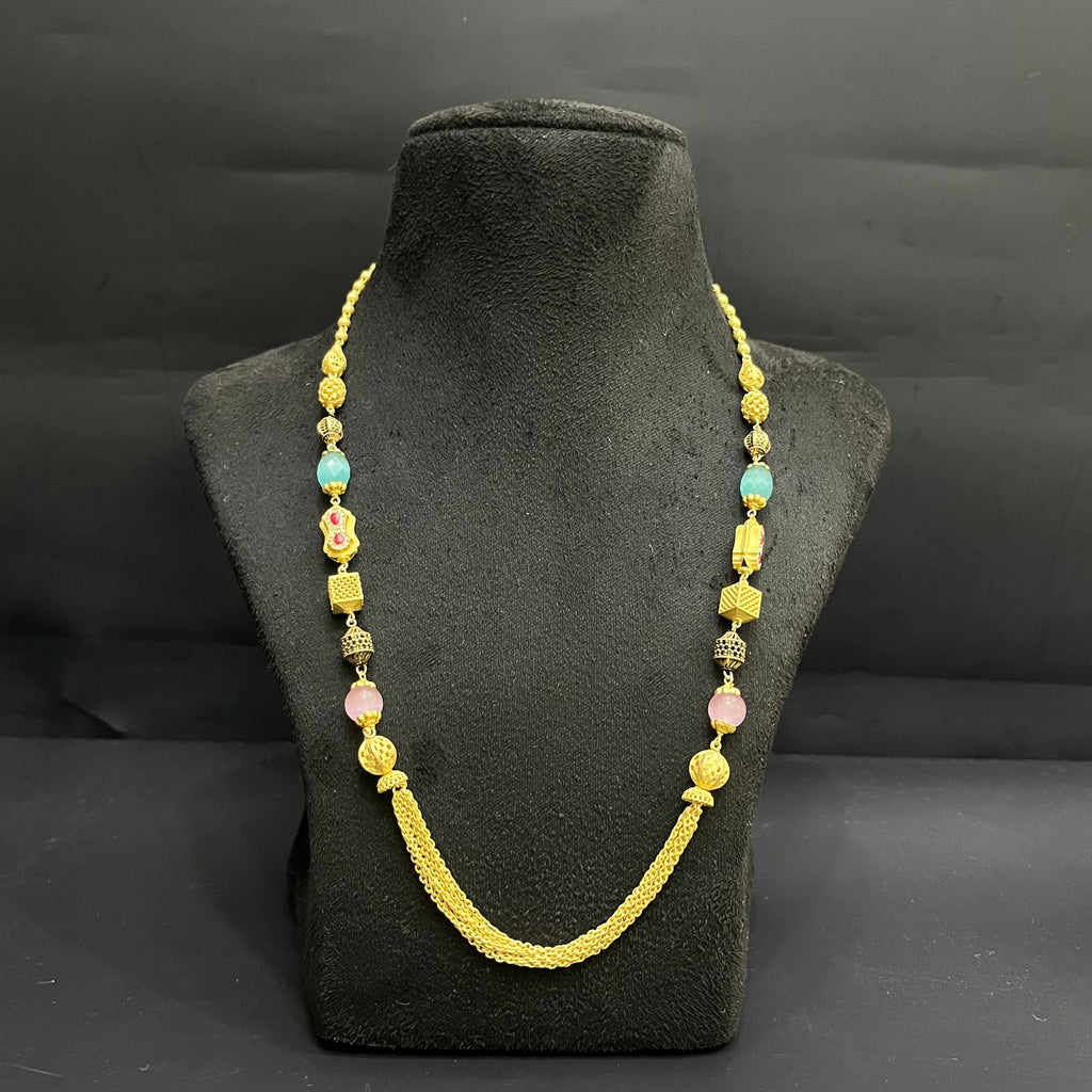 Silver Ladies Chain Kundan Bleads Mala Gold Finish M02 925