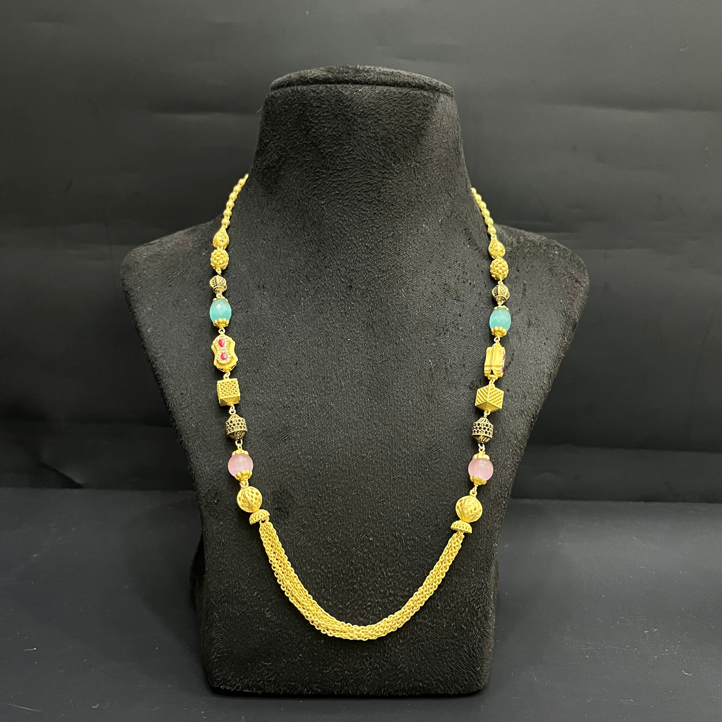 Silver Ladies Chain Kundan Bleads Mala Gold Finish M02 925
