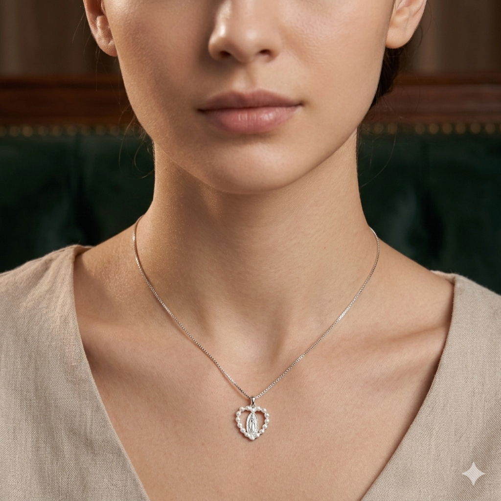 Silver Ladies Chain Jesus Pearl