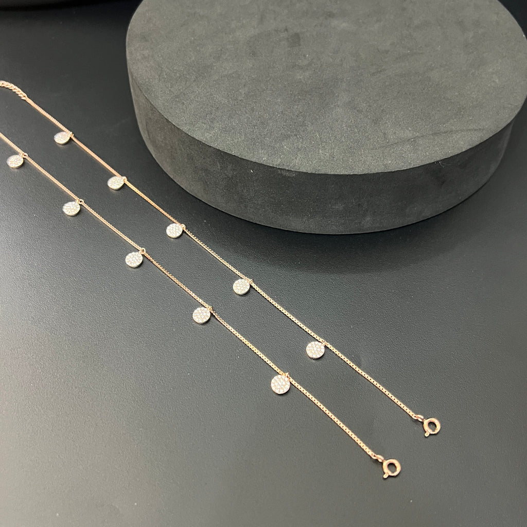 Ladies Anklet dots and charms Rose Gold