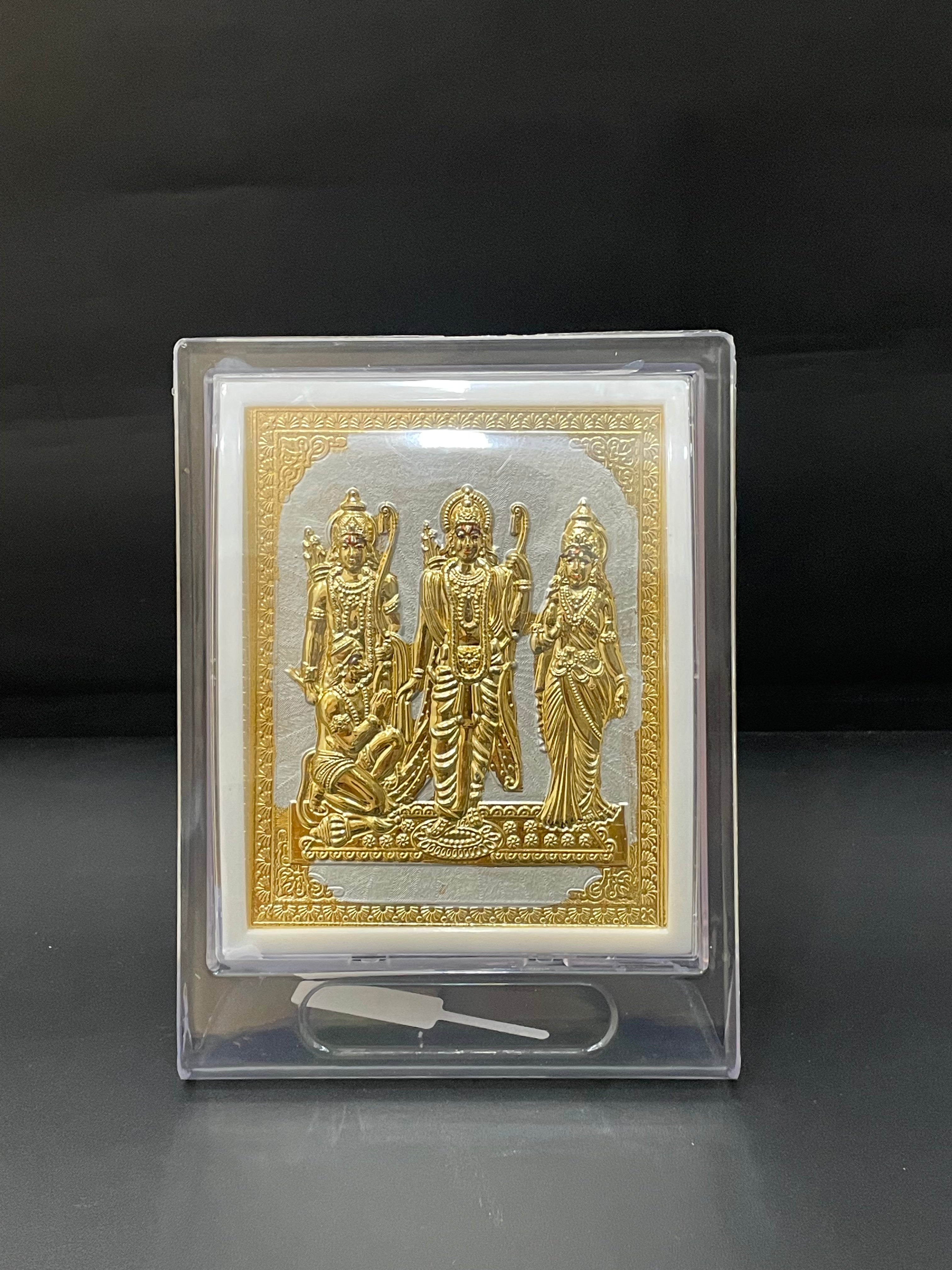 Silver Ram Sita Lakshman Gold Finished Frame 999 M