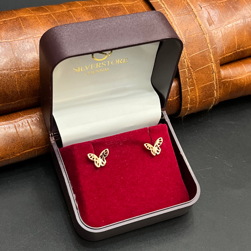 Silver Second Studs Butterfly Rosegold 925