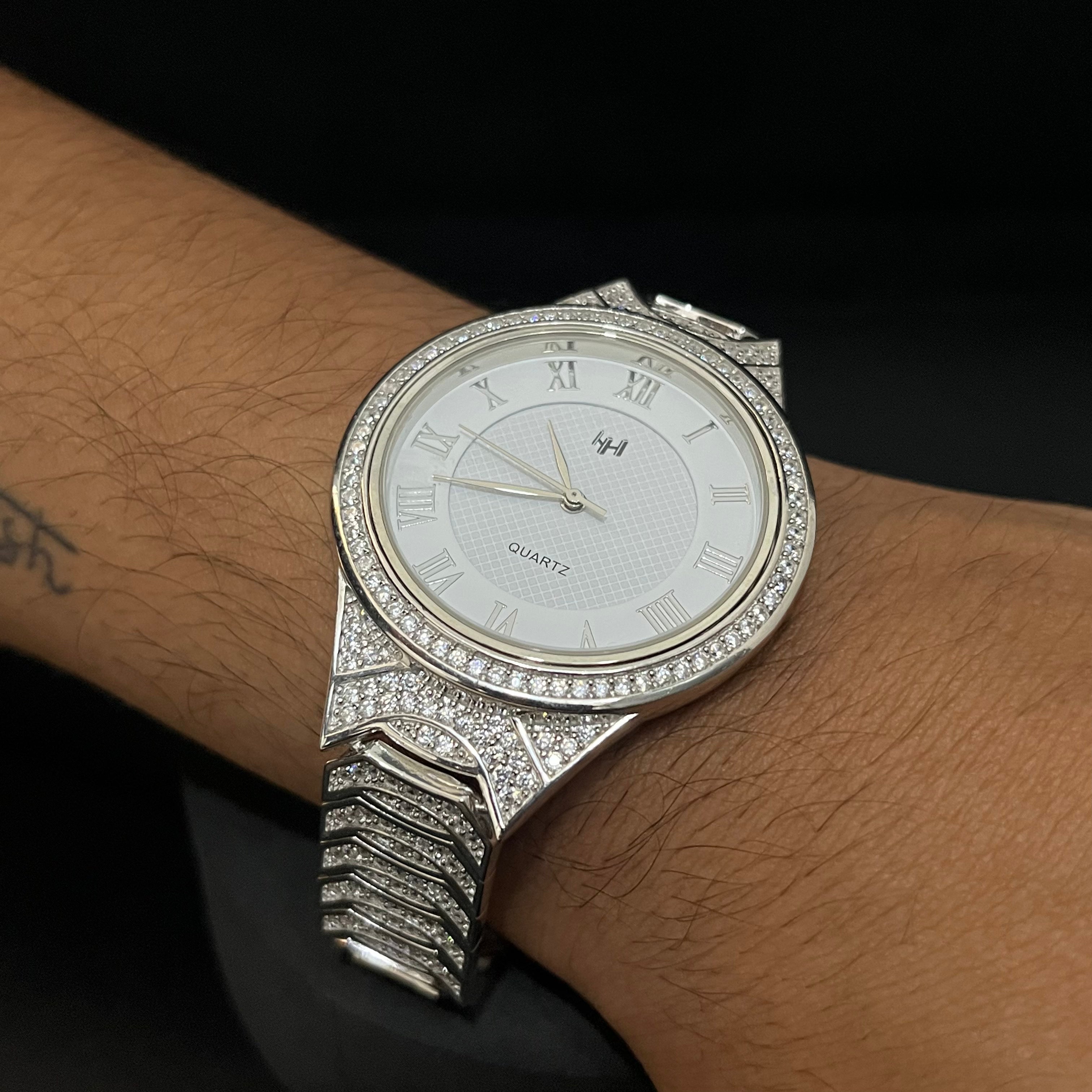 Silver Mens Watch American Diamond Limited Edition Series QUARTZ