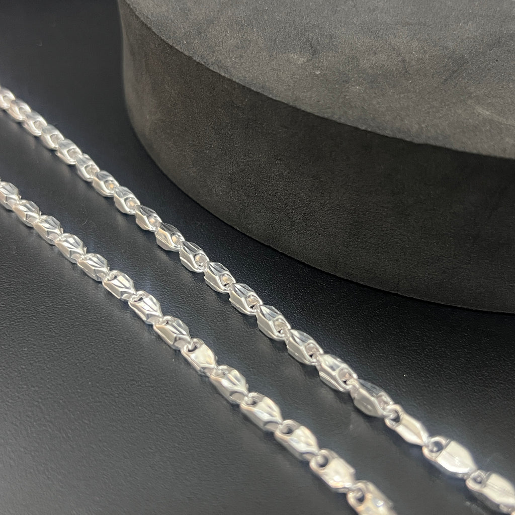 Silver Mens Chain Luxury Thick Leaf Link Lock 925