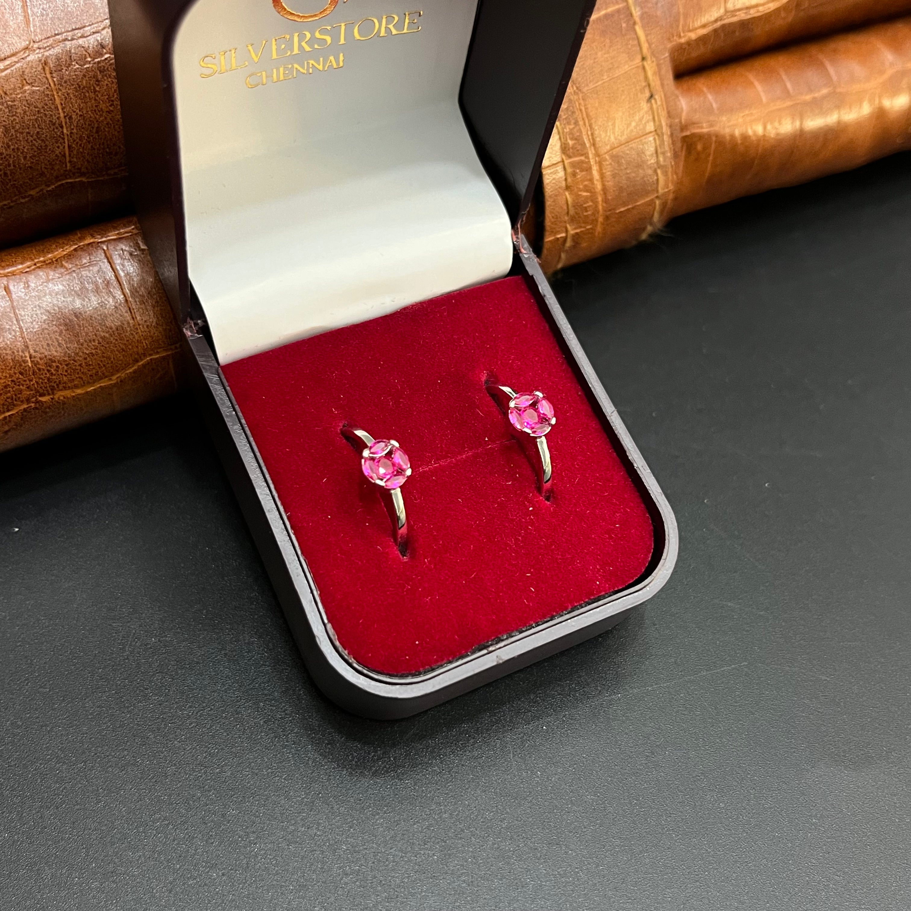 Silver Ladies Toe Rings Pink Stones Rosegold 925