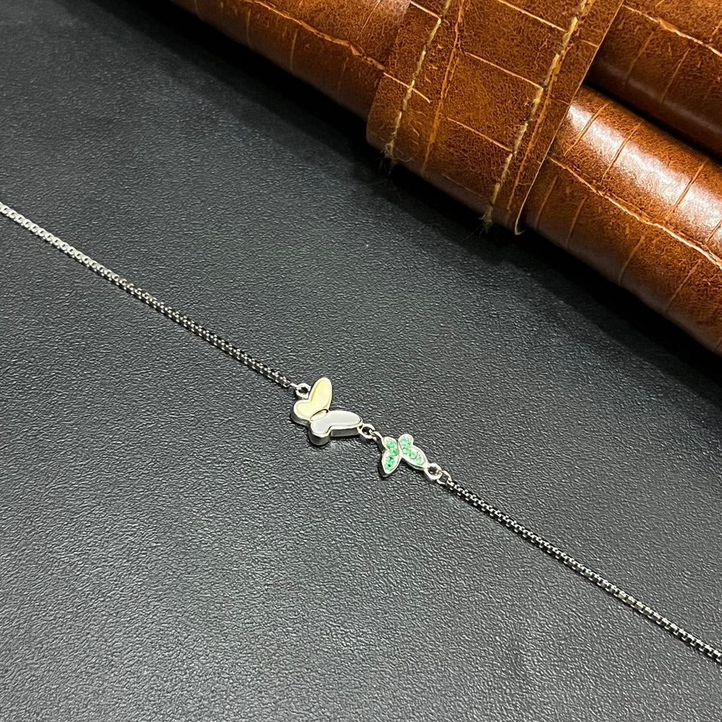 Silver Ladies Bracelet Butterfly Vine Elegance Green 925