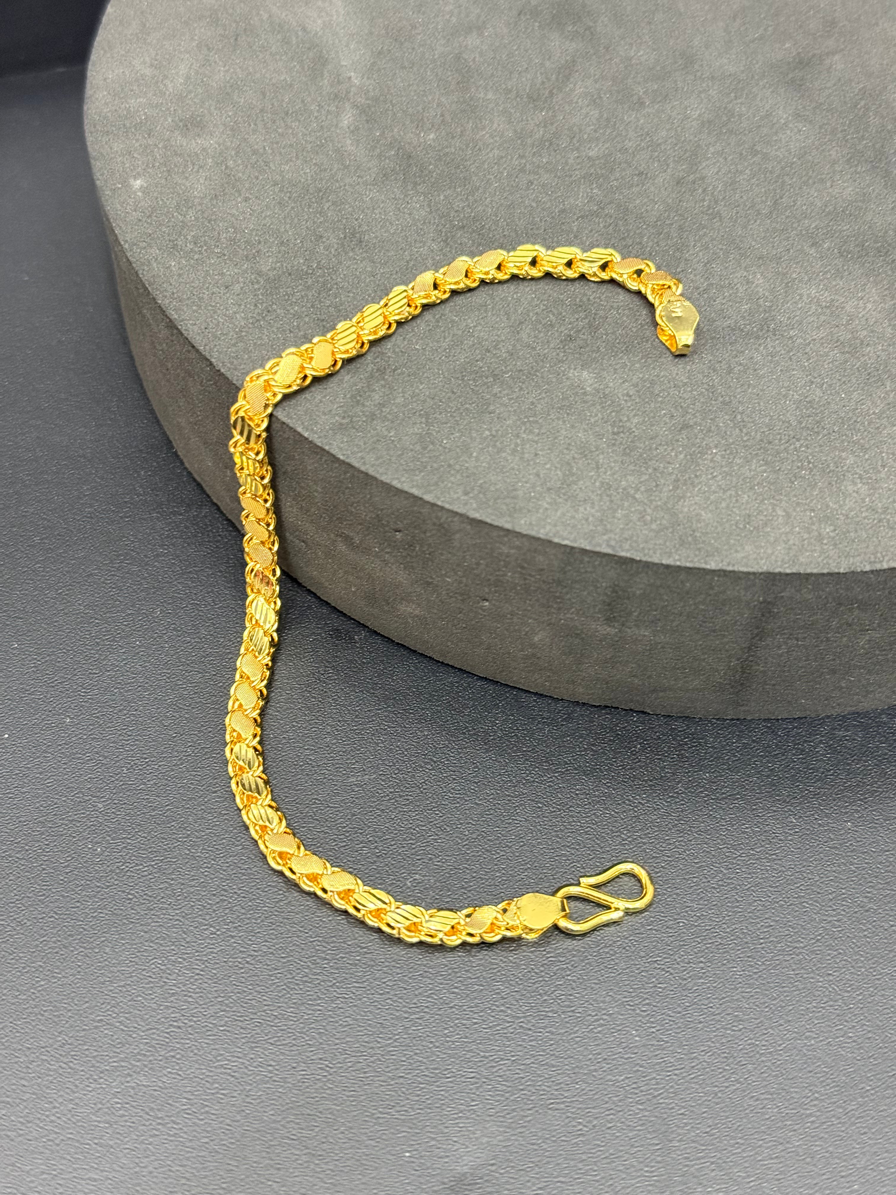 Silver Mens Gold Finished Bracelet S leaf