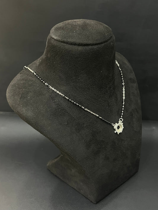 Ladies Silver Black Beads Chain