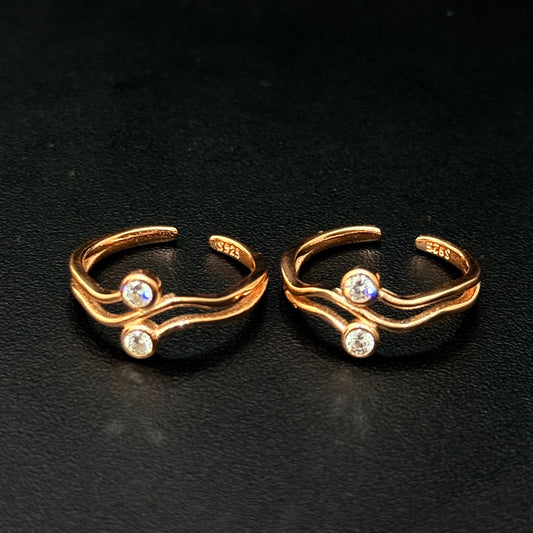 Silver Ladies Toe Rings Two Layer RG