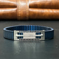 Silver Mens Flexible Bracelet Blue Band ziron 925