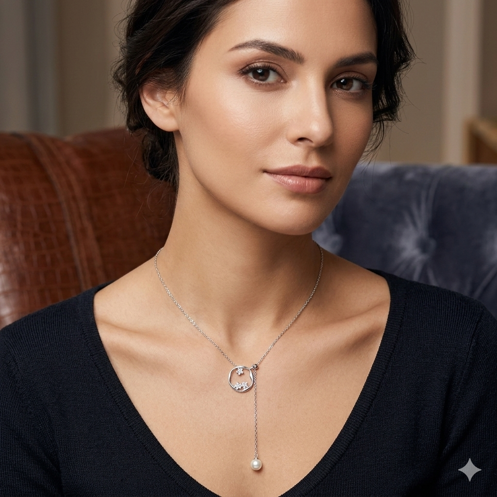 Silver Ladies Chain Star Circle