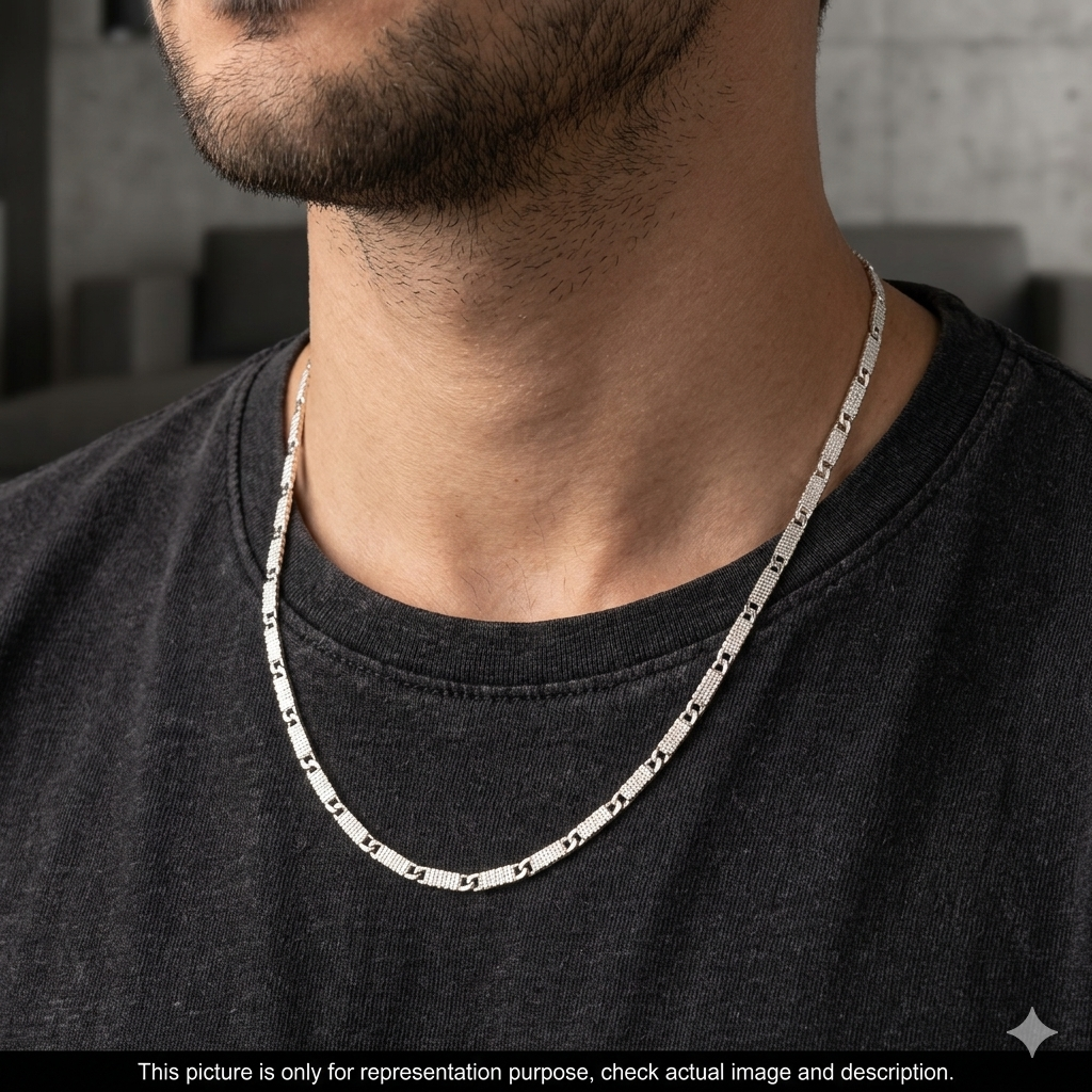 Silver Mens Chain Italian Slash Cut
