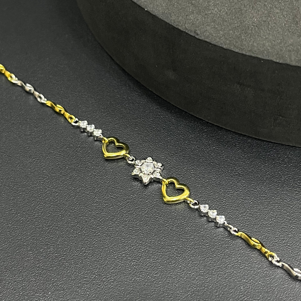 Silver Ladies Bracelet_Two tone Heart