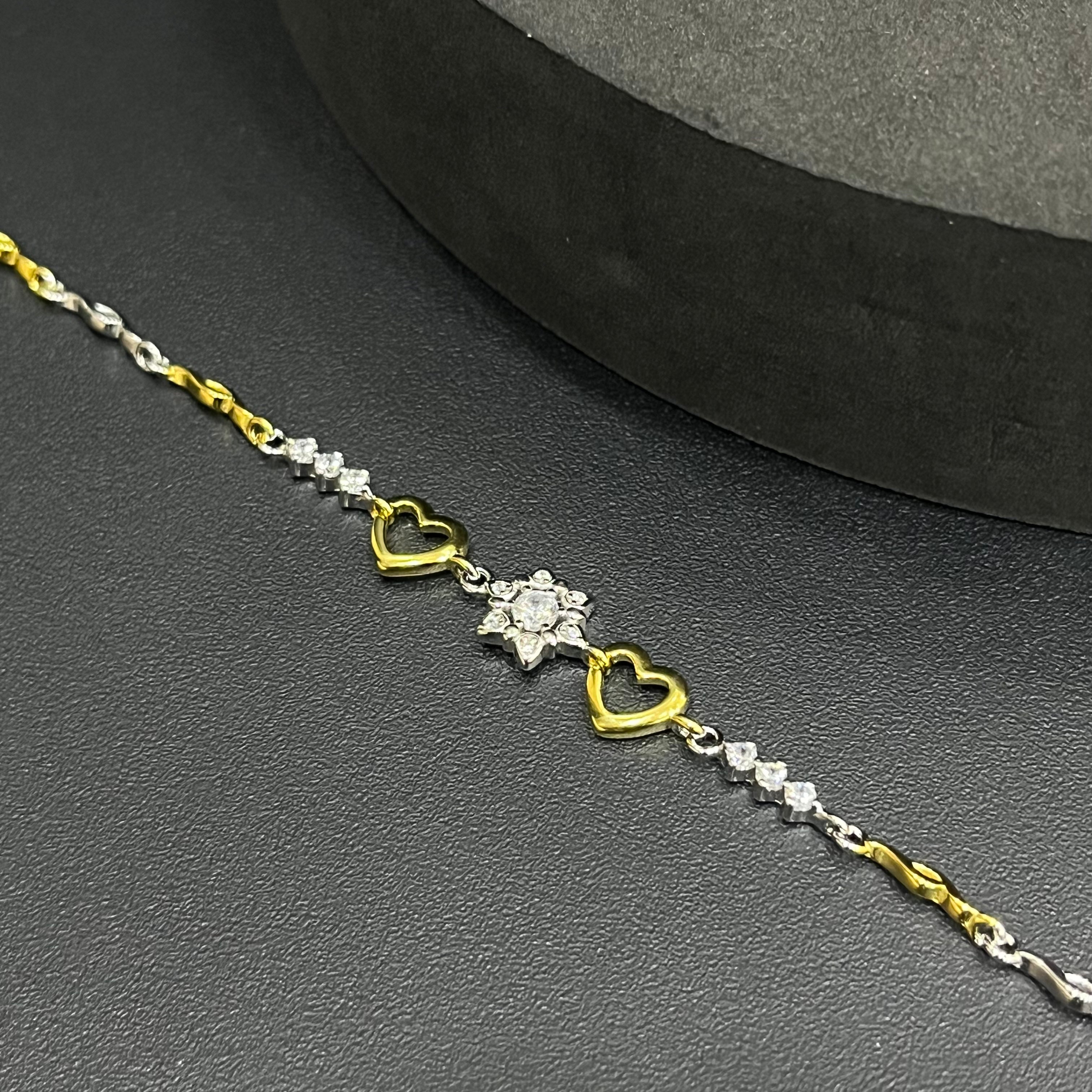 Silver Ladies Bracelet_Two tone Heart