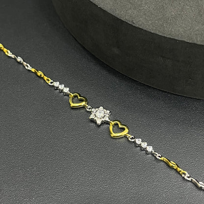 Silver Ladies Bracelet_Two tone Heart