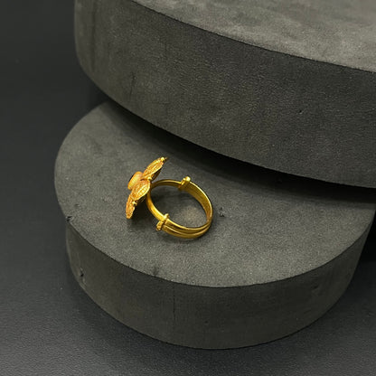 Silver Antique Finished Ring Adjustable Floral Lakshmi