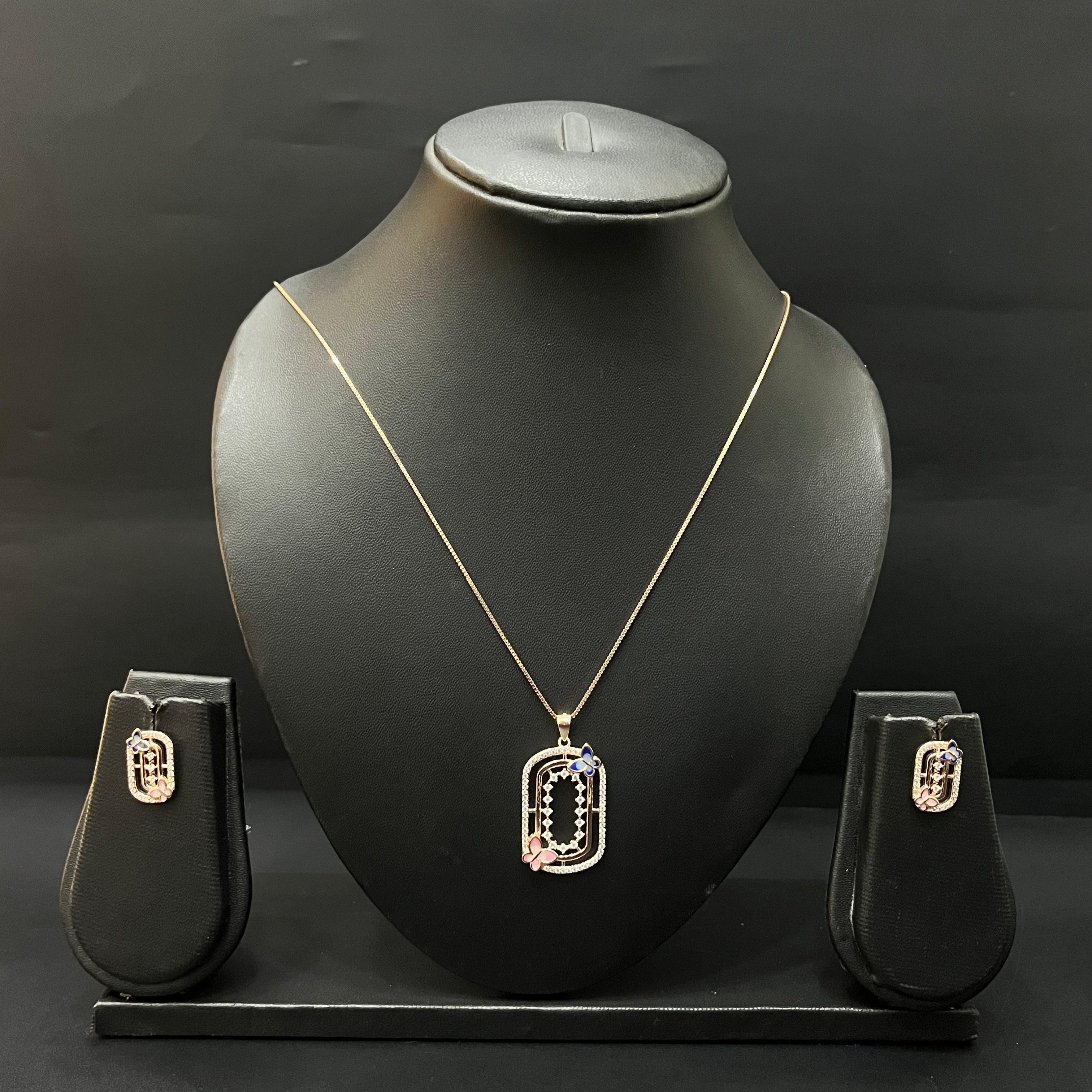 Silver Ladies Pendant Chain Capsule Rosegold
