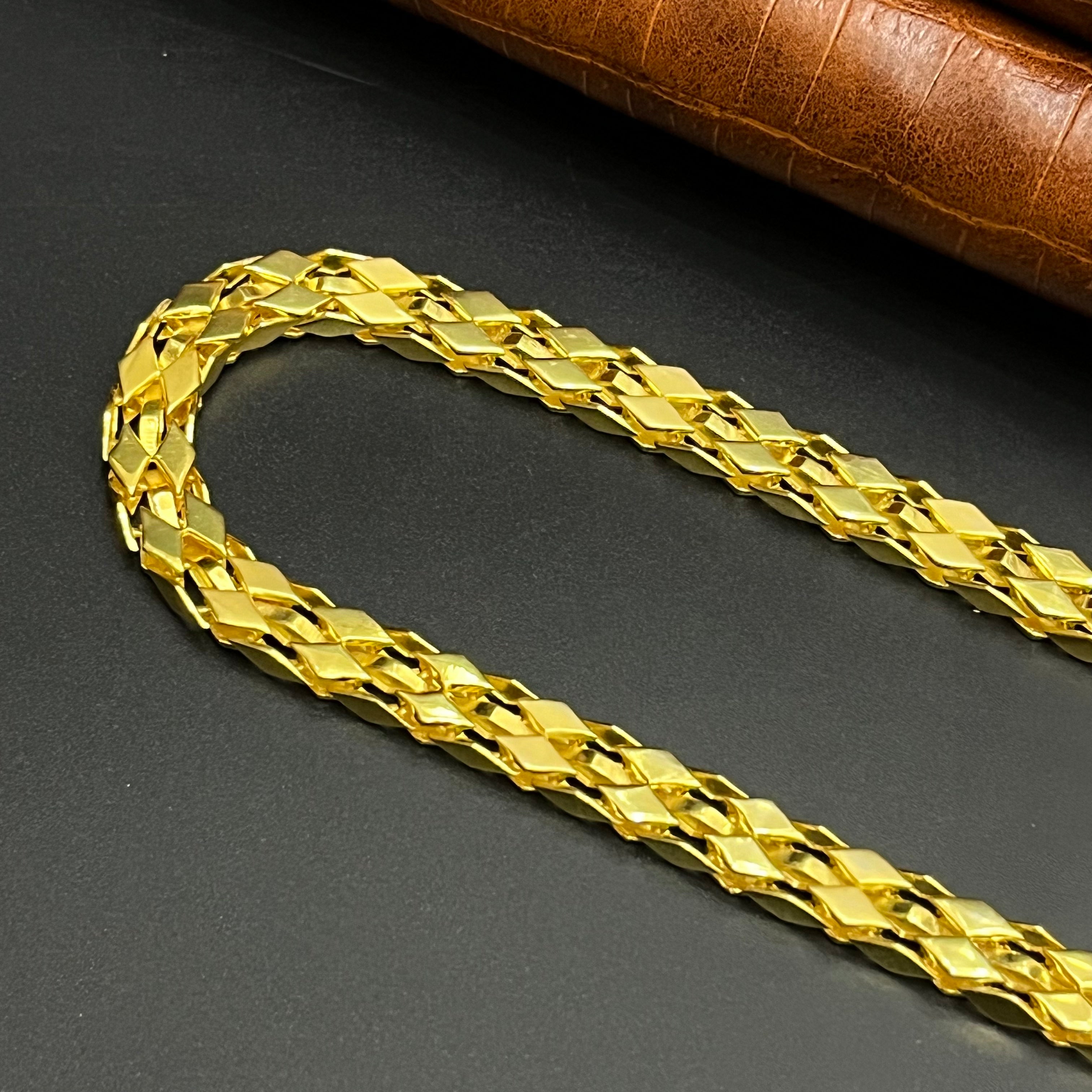 Silver Mens Chain Kathli Premium Two Layer Edition Gold Finish 925