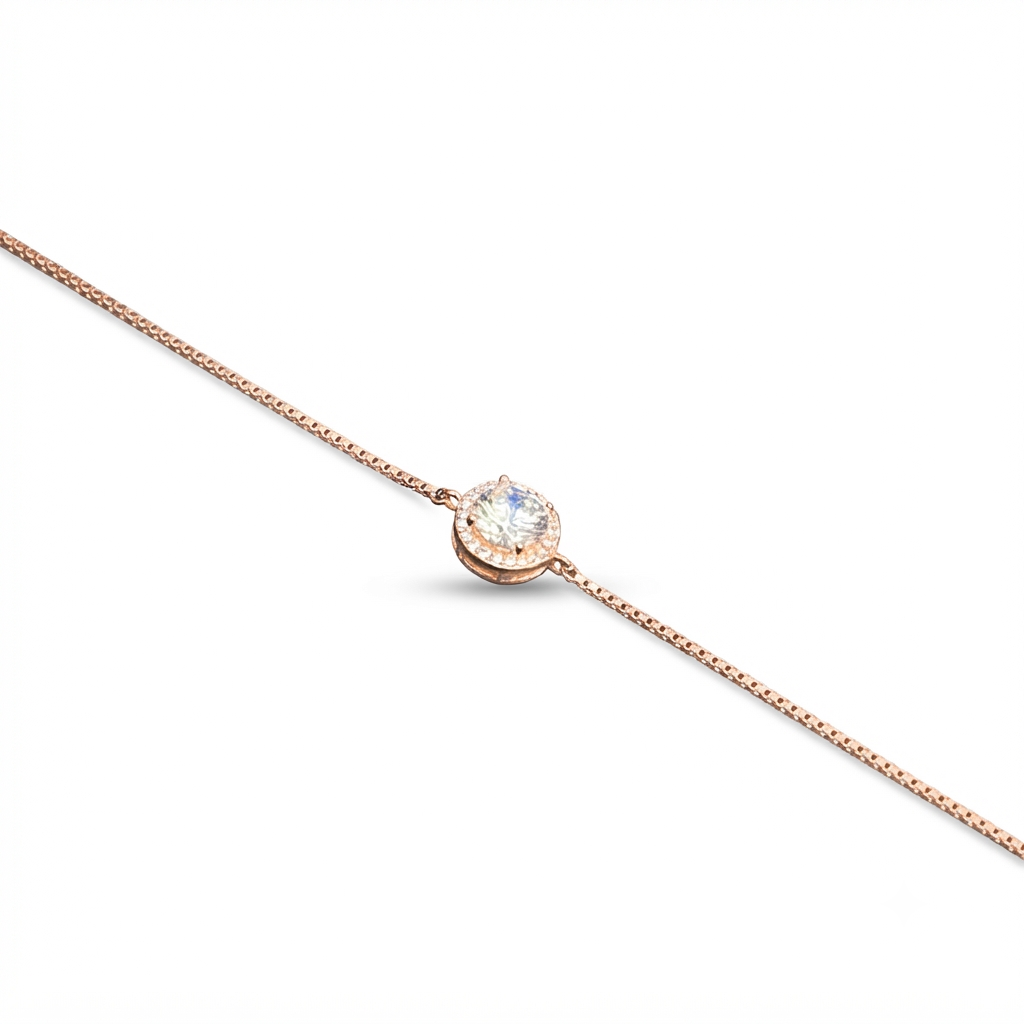Silver Ladies Bracelet Royal Solitaire Disc Rose Gold 925