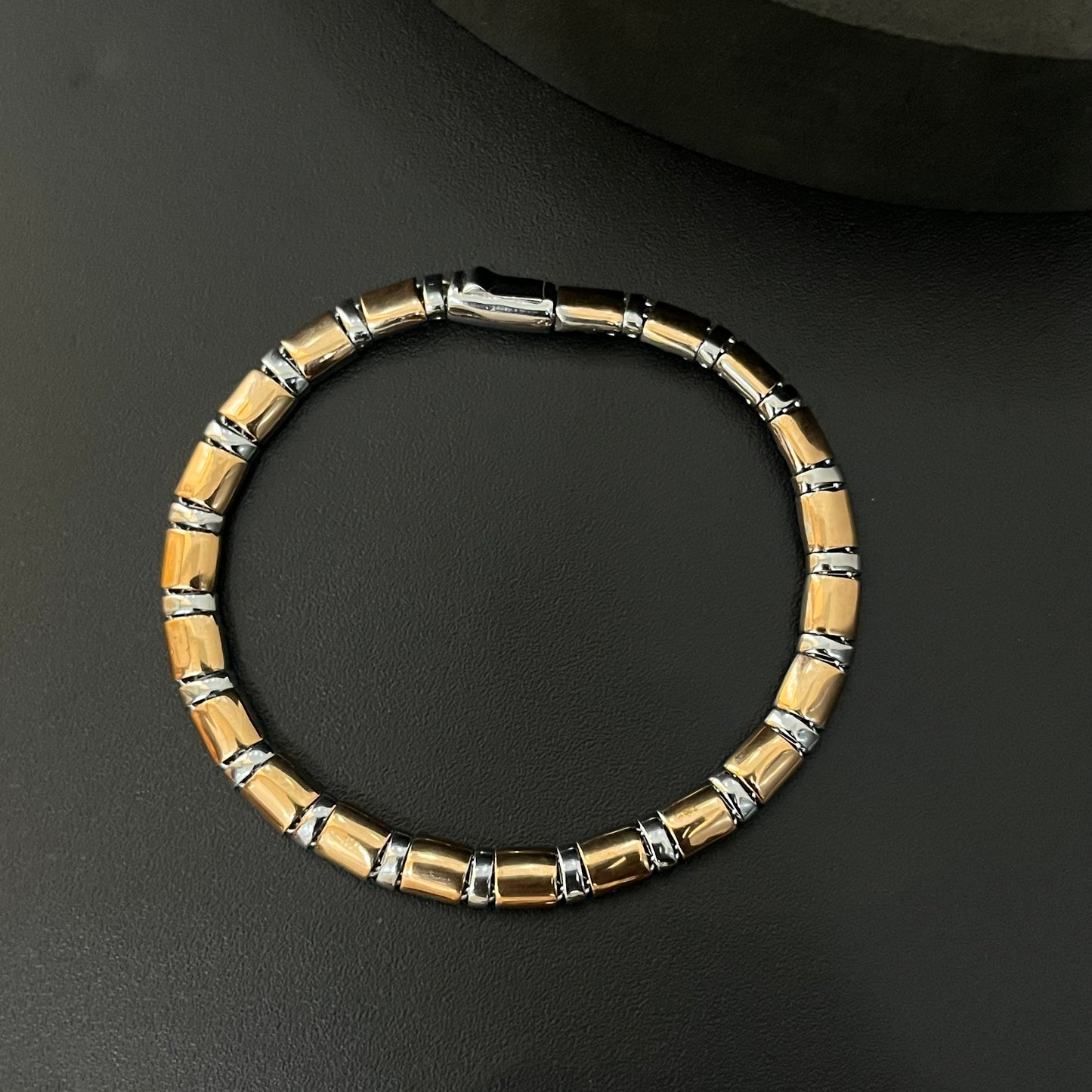 Silver Mens Bracelet Italian Rosegold & Platinum Finished