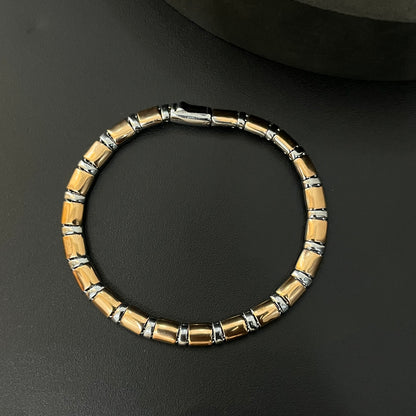 Silver Mens Bracelet Italian Rosegold & Platinum Finished