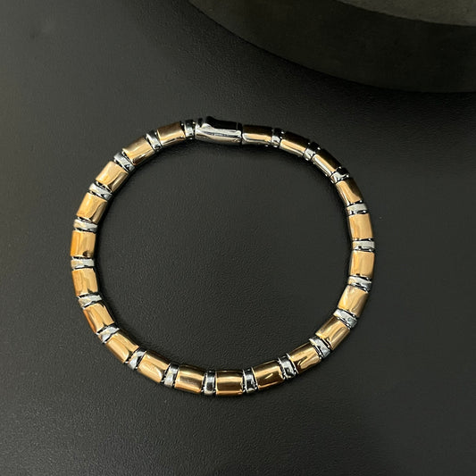 Silver Mens Bracelet Italian Rosegold & Platinum Finished