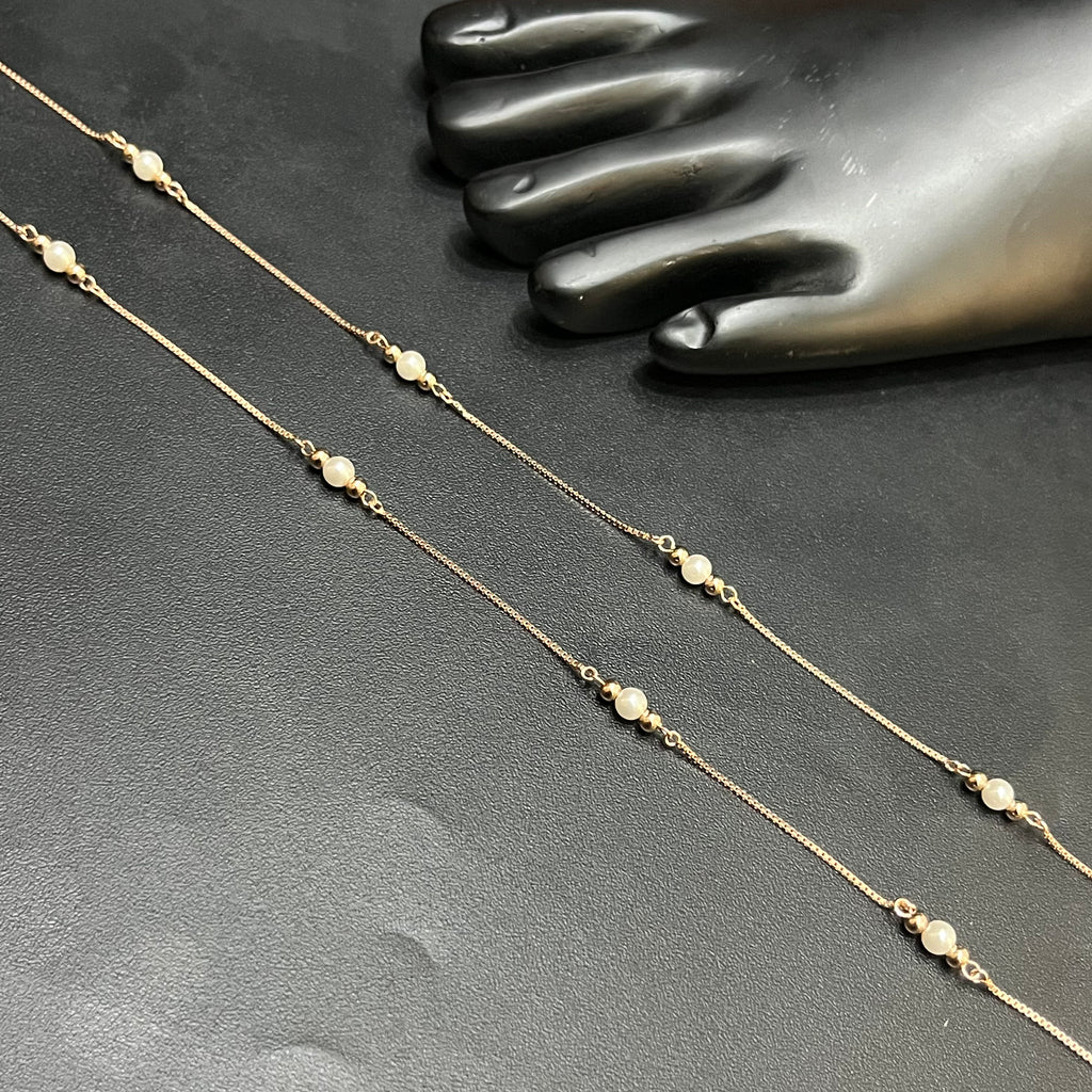 Silver Ladies Anklet White Ball Rose Gold 925